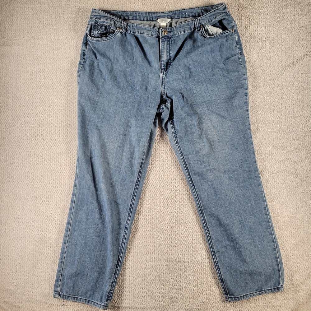 cj banks embroidered pocket blue jeans size 20W